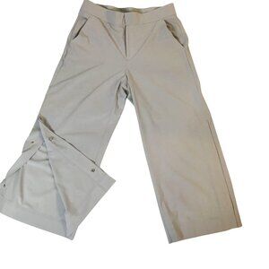 ATHLETA Gramercy Women's Wide Leg Button Track Travel Trouser Pants Gray Sz 4